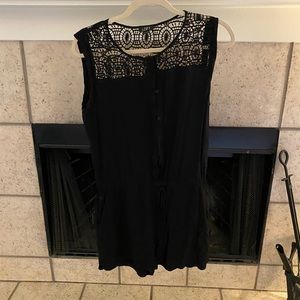 Black short romper with crochet top